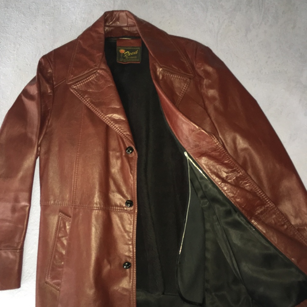 Burgundy leather coat